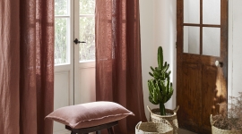 Ambiance Nino rideaux et coussins terracotta - Madura